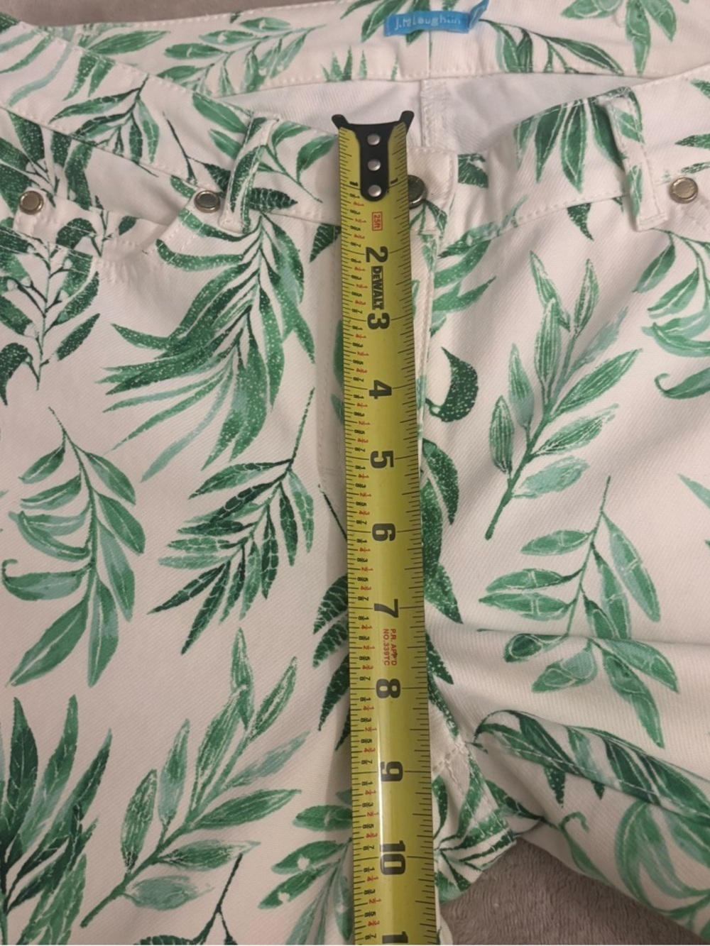 J. McLaughlin Lexi Beaumont Leaf White Green Palm Size 6 - Picture 6 of 7